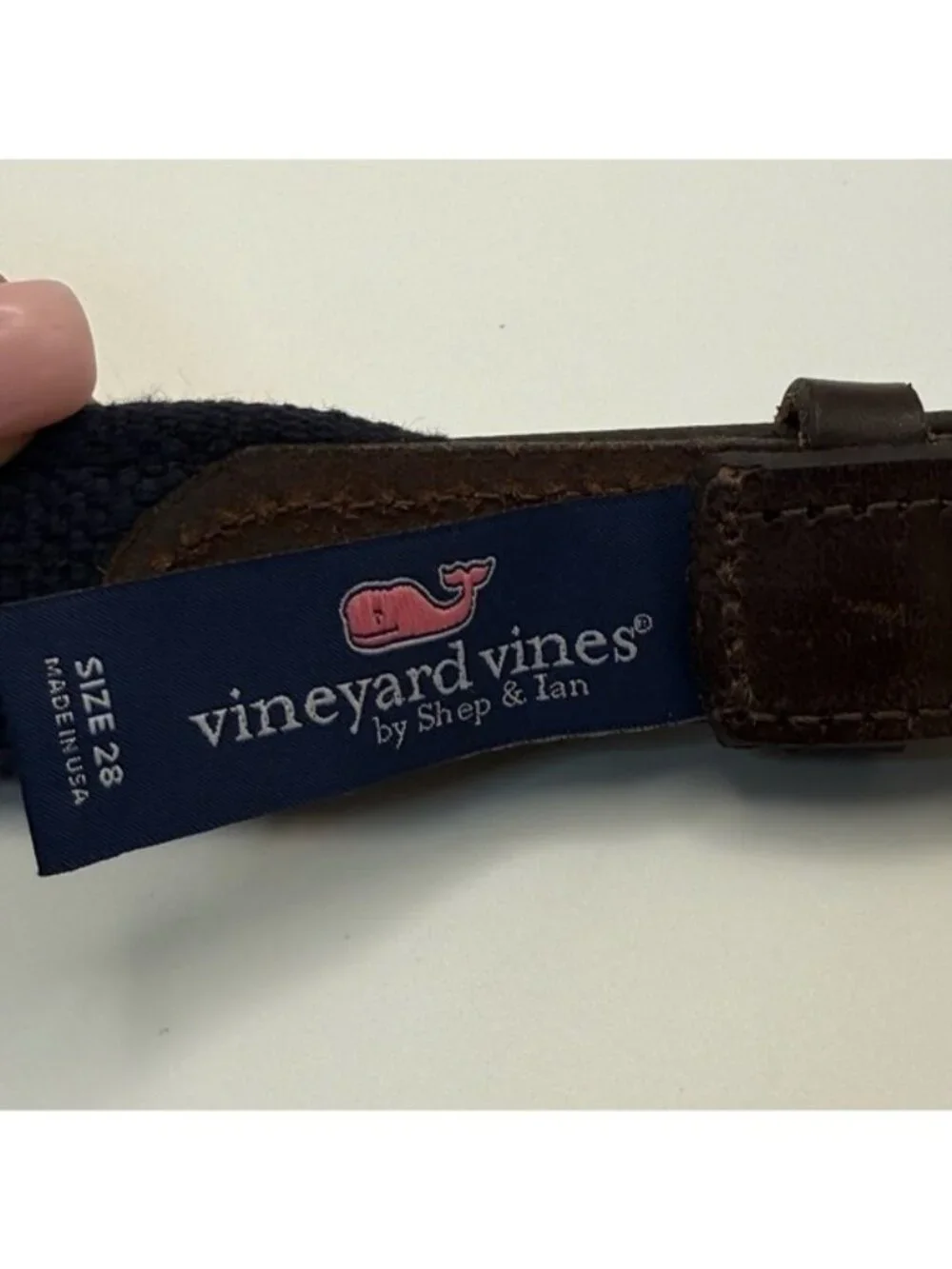 Vineyard Vines Pink Crab Print Canvas Leather Belt Size 28 Preppy Coastal